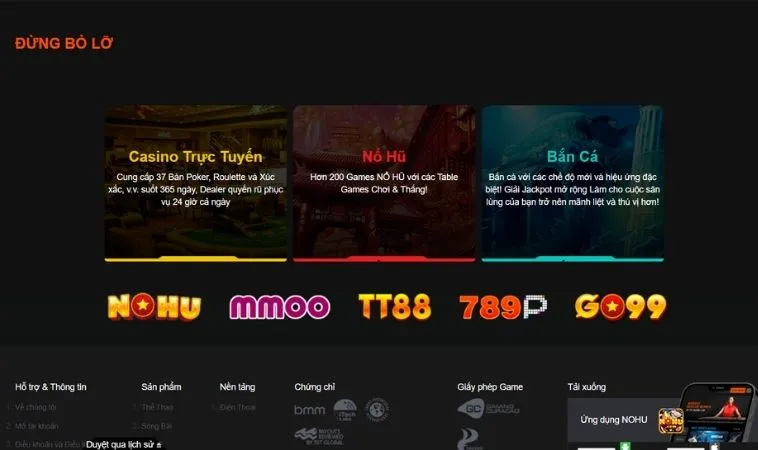 Nhiều thể loại game để trải nghiệm tại nhà cái Nohu90